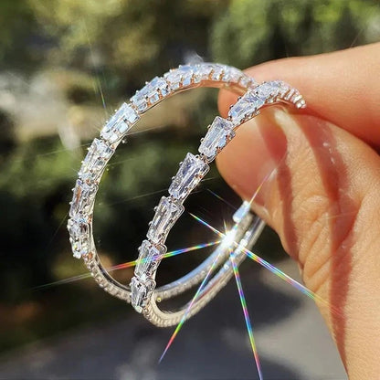 💎 BUY 1 GET 1 FREE ! ✨ Women's Sparkling CZ Hoop Earrings – Micro-Paved, Lightweight Copper & Bold Design – Elegant, Versatile & Perfect Gift 💫