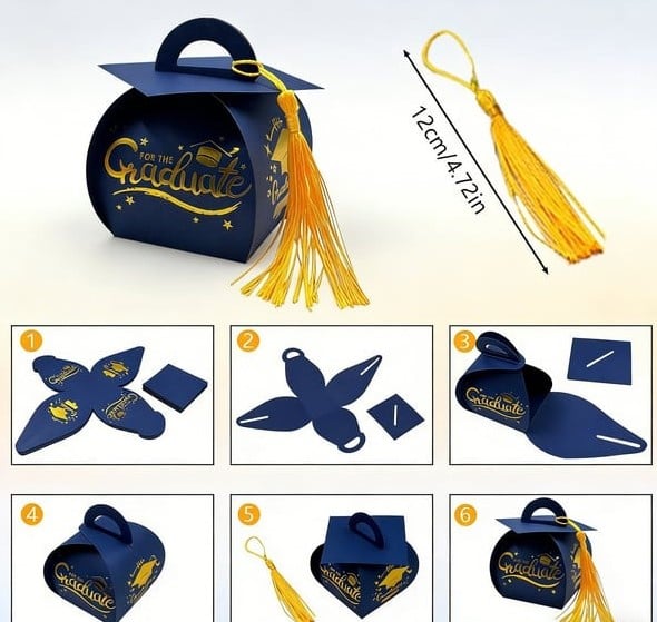 🔥🔥2026 Graduation Candy Box with Tassel Table Centerpieces-Graduation Cap Gift Boxes🎁