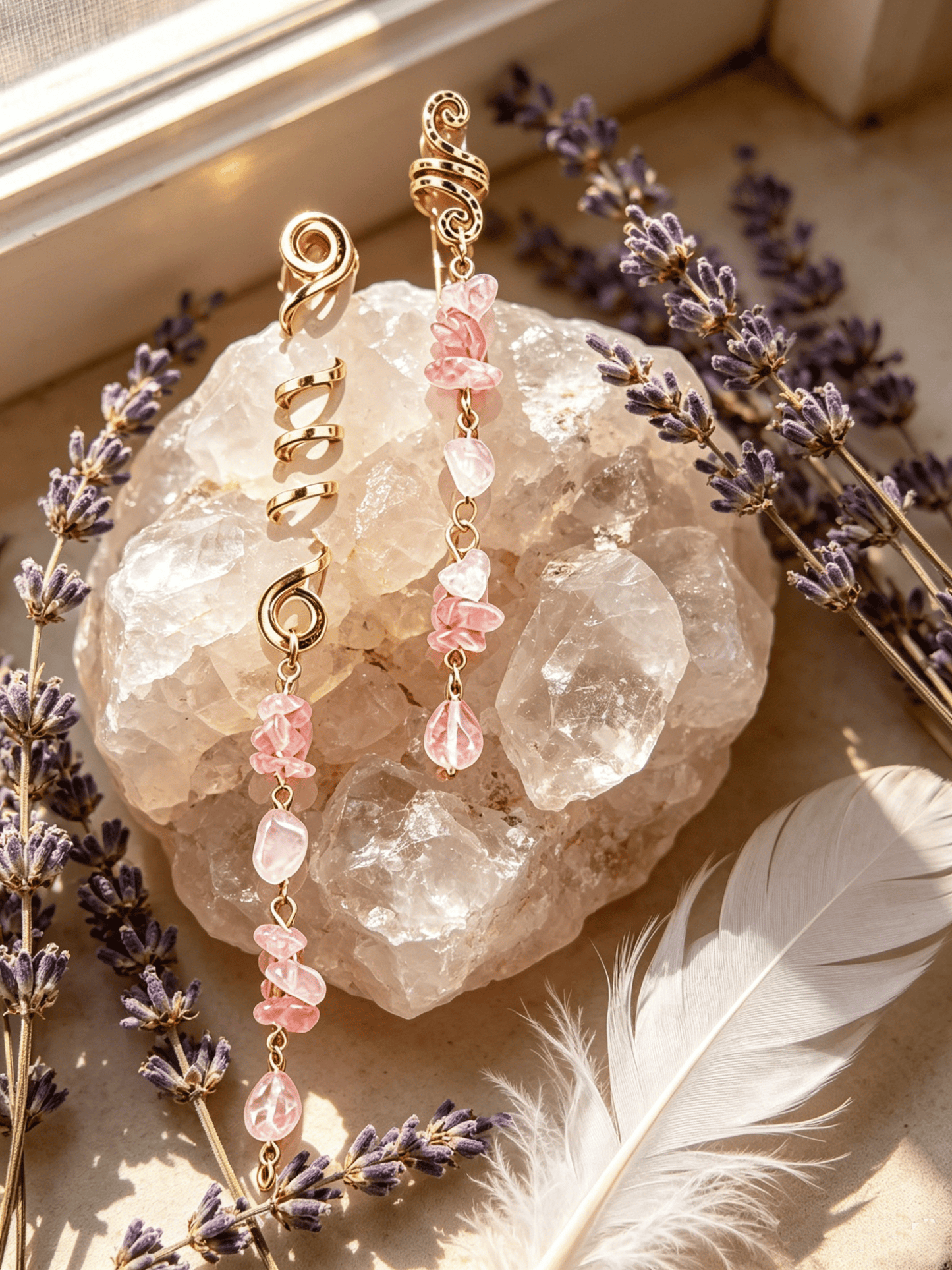 🏆 Buy 1 Get 1 Free!🍀-💌Rose Gold Spiral Hairpin with Natural Crystal Charm✨