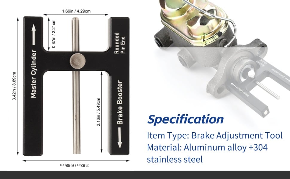 Premium Aluminum Brake Booster Push Rod Adjuster with Length Gauge