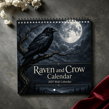 🐦‍⬛Raven & Crow 2027 Wall Calendar — 12 Months of Moonlit Gothic Art🖤
