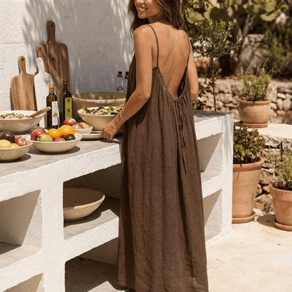 💃Women's Solid Color Backless Cami Dress💕