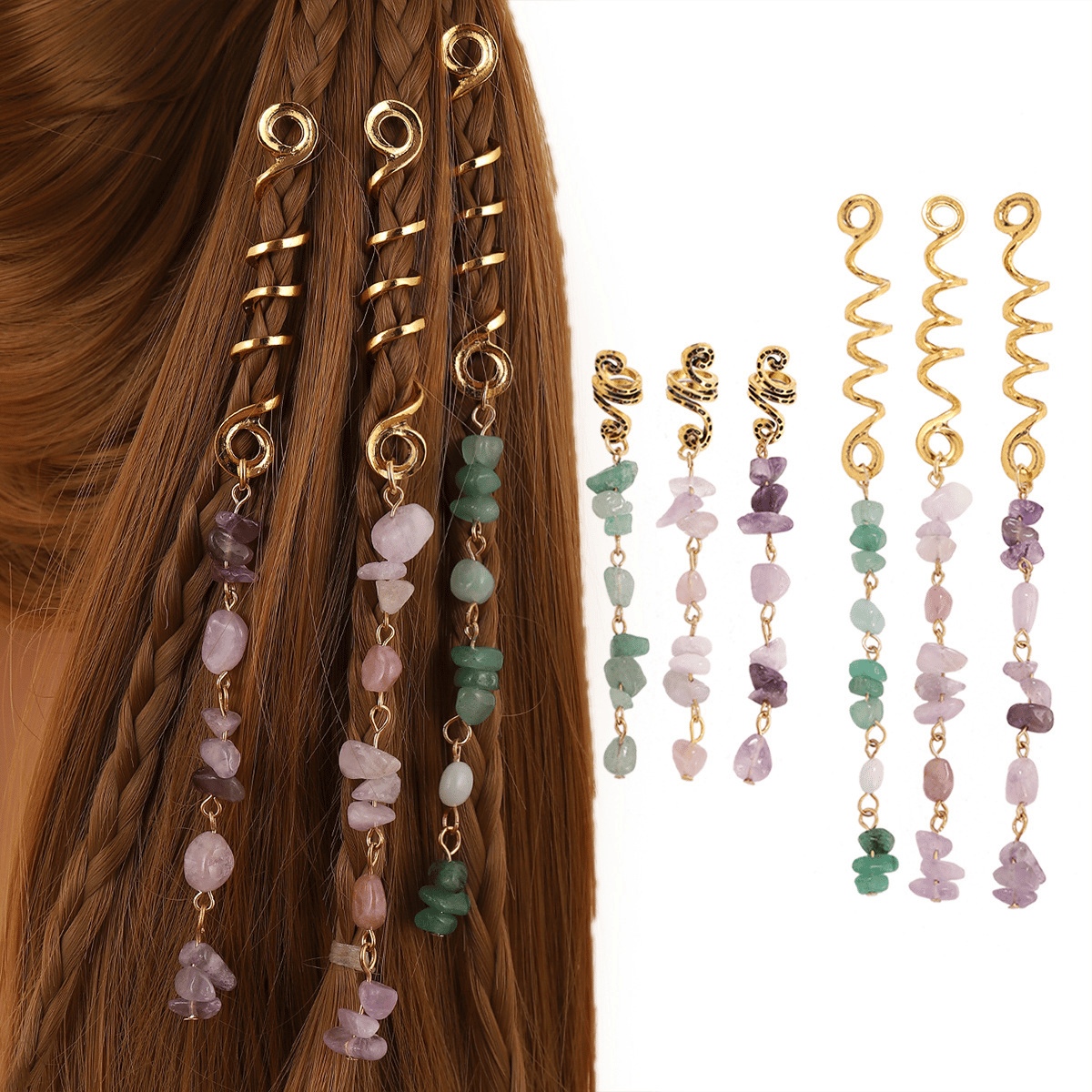 🏆 Buy 1 Get 1 Free!🍀-💌Rose Gold Spiral Hairpin with Natural Crystal Charm✨