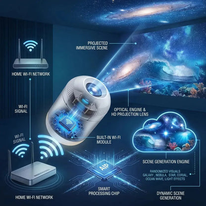 🌌🌠HD Smart Dynamic 5D Holographic Night Light Projector