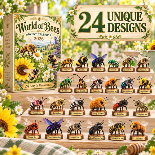 World of Bees Advent Calendar 2026 – 24 Acrylic Bee Ornaments