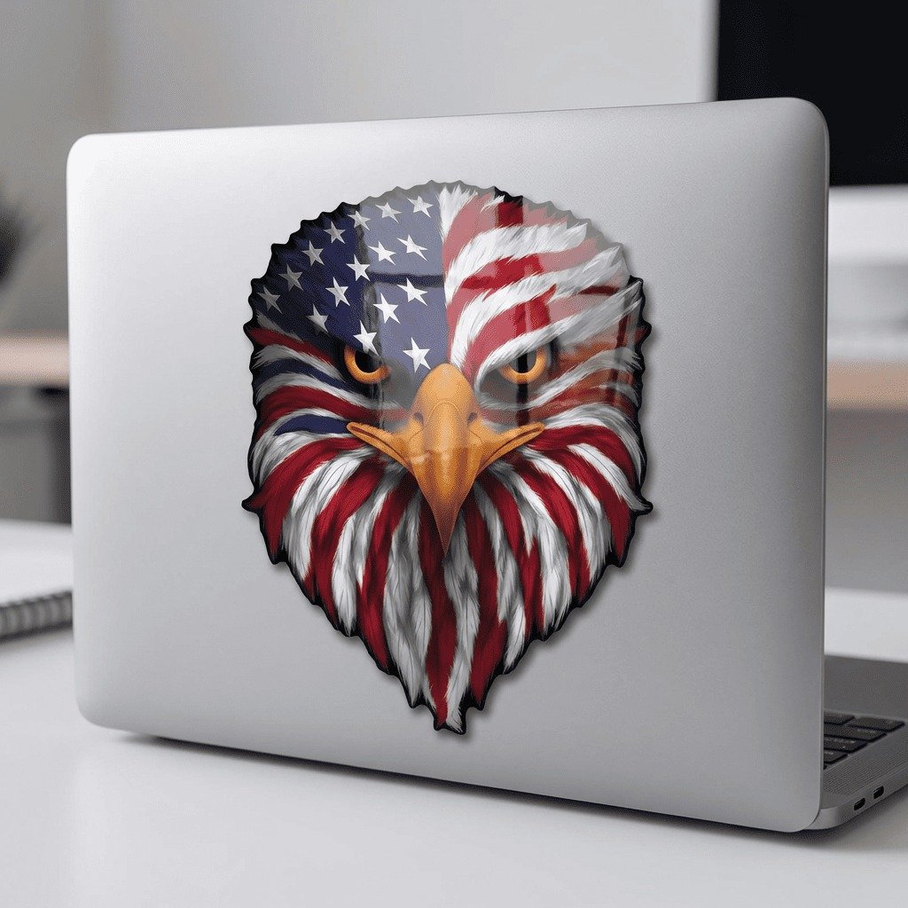 🔥Buy 1 Get 1 Free (2 pcs)🦅Reflective Eagle Eyes USA Flag Decal – Waterproof Patriotic Vinyl Sticker for Trucks, Cars & Gear