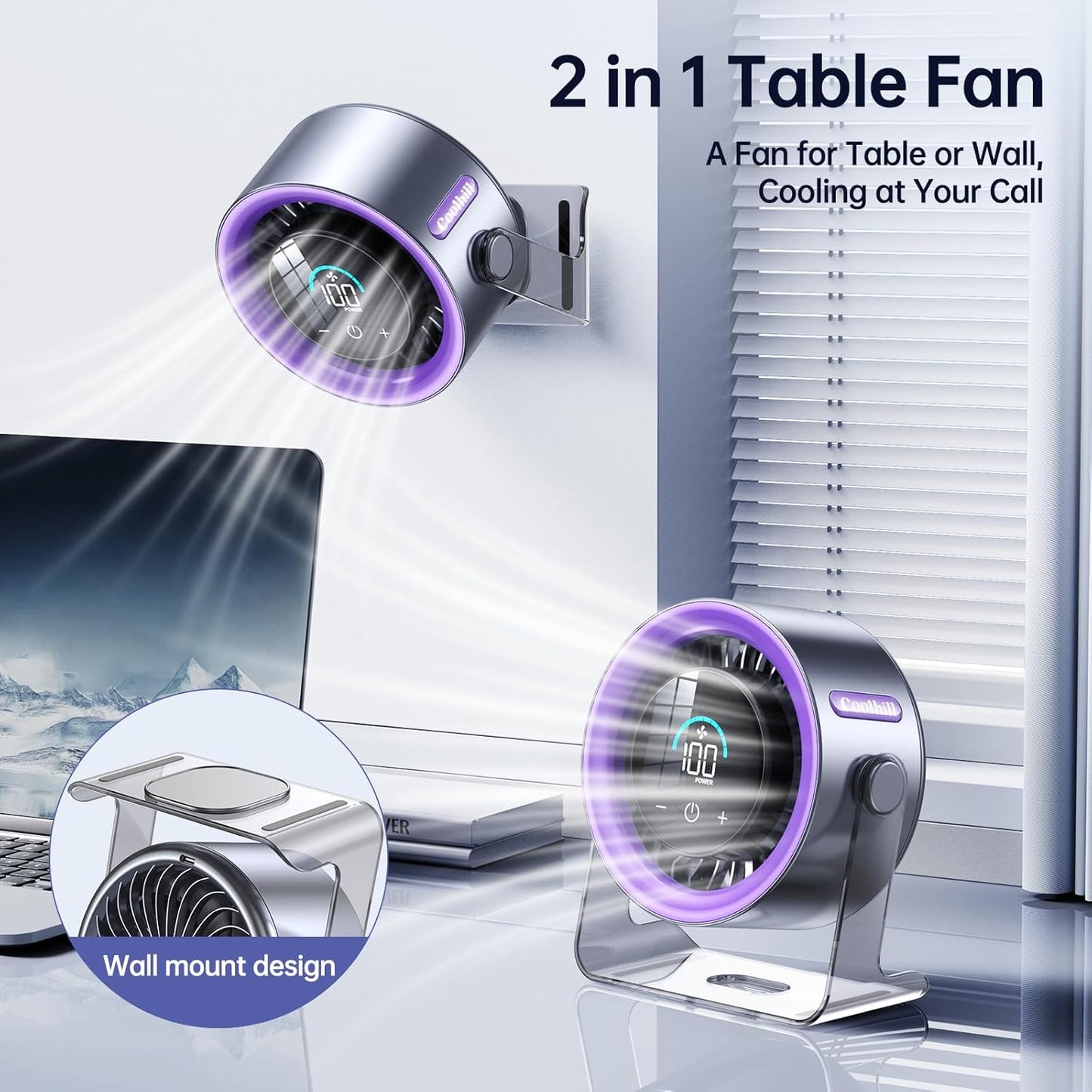 Digital Display Quiet Table Fan with Turbo Airflow