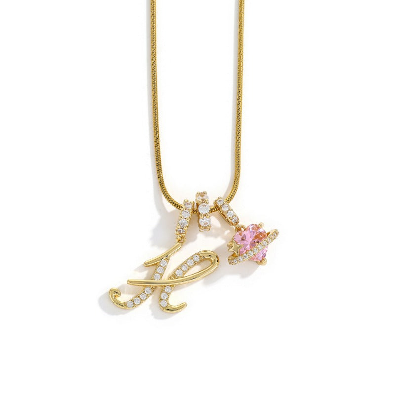 Elegant Initial Heart Charm Necklace