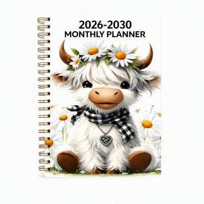 2026-2030 Highland Cow Calendar Planner