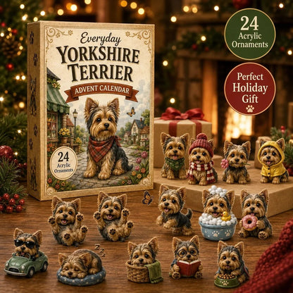 🎄💥Yorkshire Terrier Advent Calendar – 24 Unique Yorkie Acrylic Ornaments & Daily Christmas Surprises