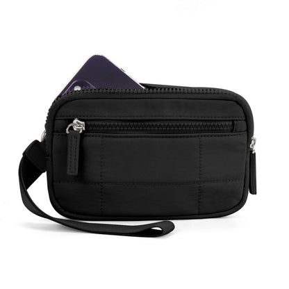 Wristband Travel Wallet Wristlet Nylon Quilted Purse Women Credit Card Holder