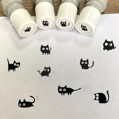 🐱Cat Pattern Stamp, 5 Counts/set Round Self-inking Stamp