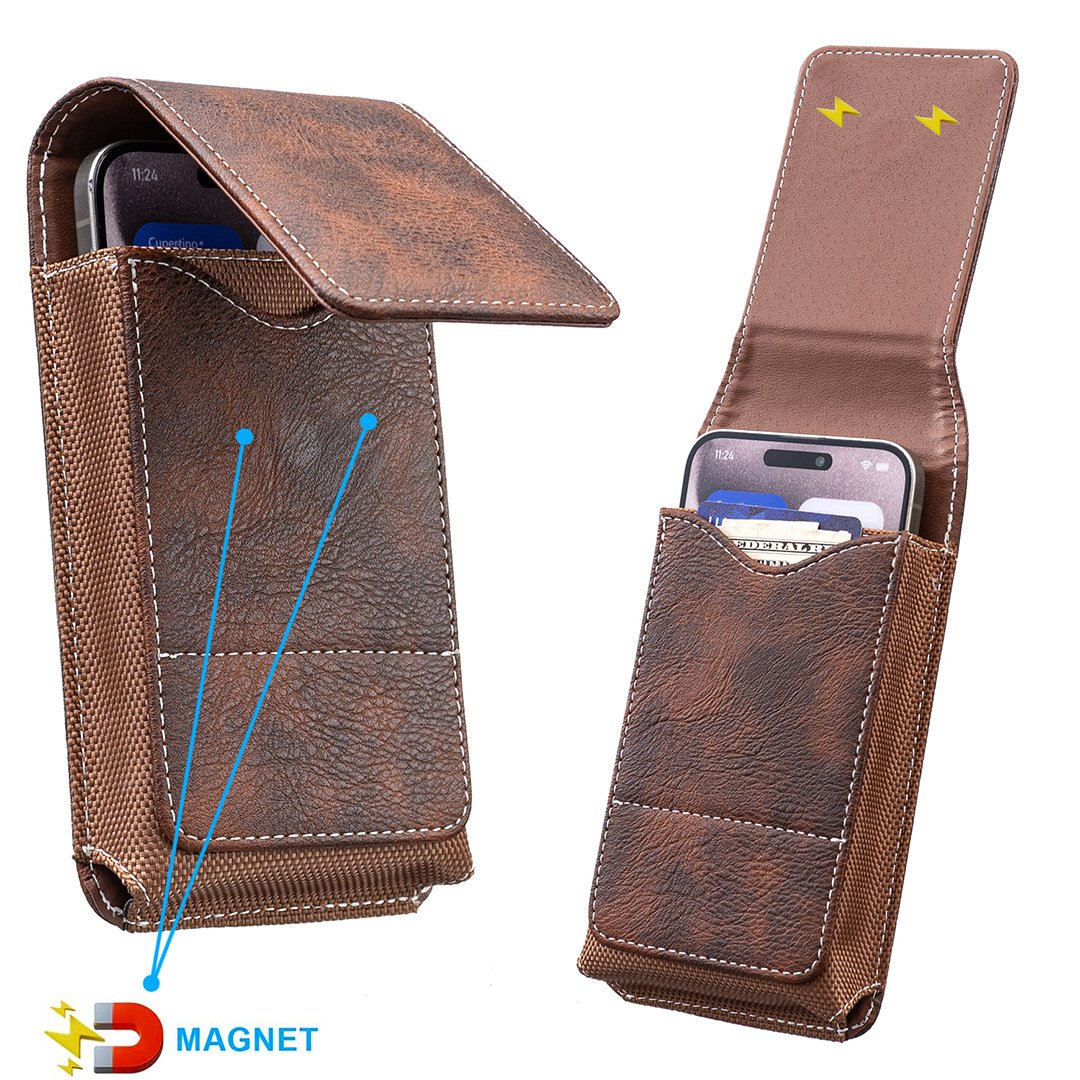 ⚡Big Discount | Waist Belt Cell Phone Pouch 📱 Multi-Pocket Leather Card Holder