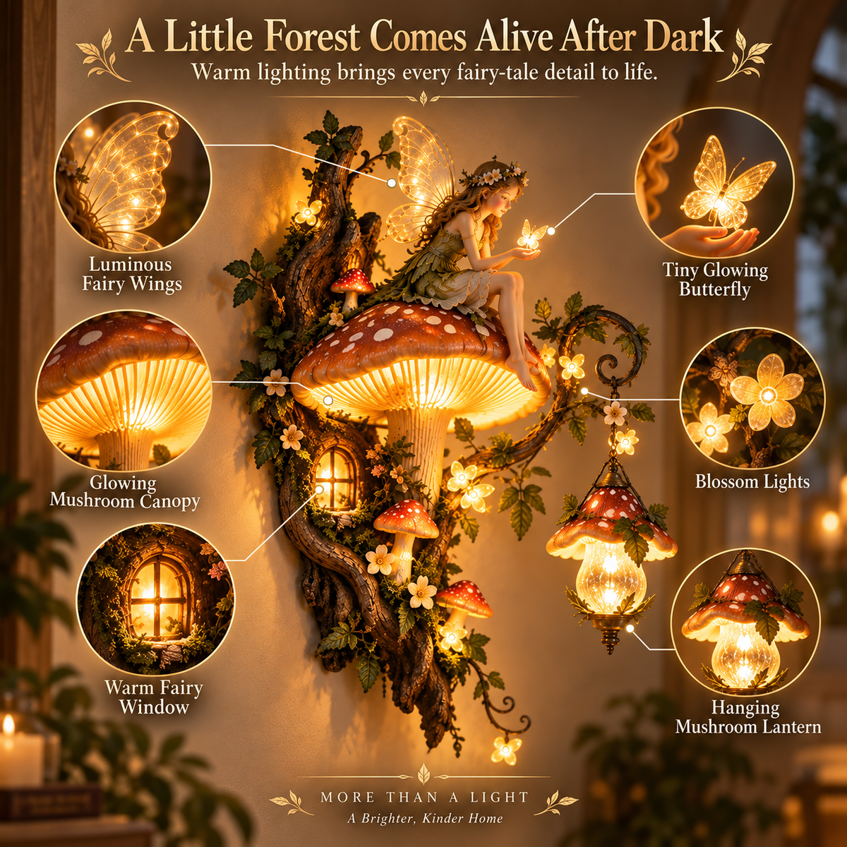 🧚✨ Enchanted Mushroom Fairy Wall Light 🍄🌿