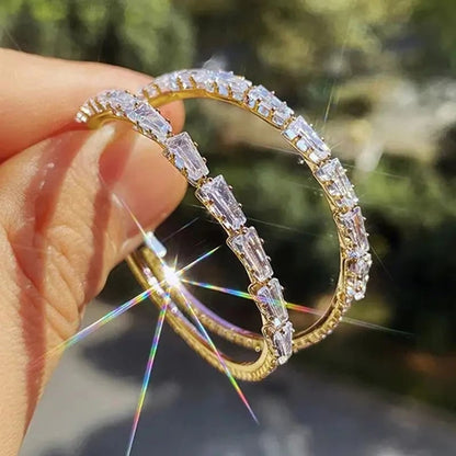 💎 BUY 1 GET 1 FREE ! ✨ Women's Sparkling CZ Hoop Earrings – Micro-Paved, Lightweight Copper & Bold Design – Elegant, Versatile & Perfect Gift 💫