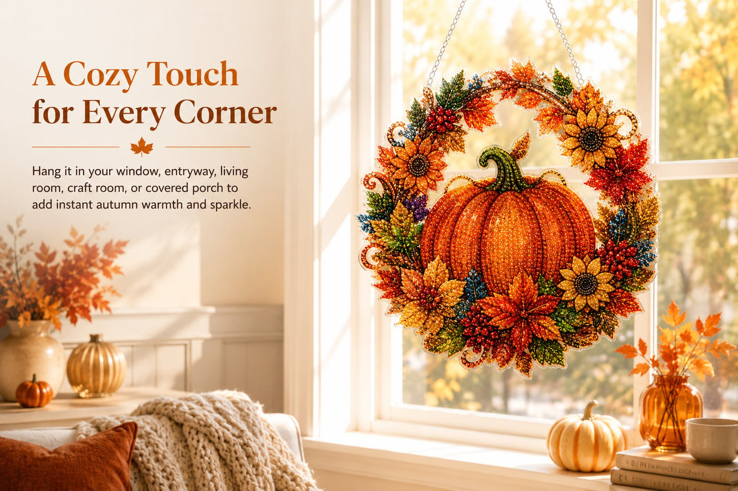 🍂✨Autumn Harvest Pumpkin Diamond Art Hanging Ornament Kit