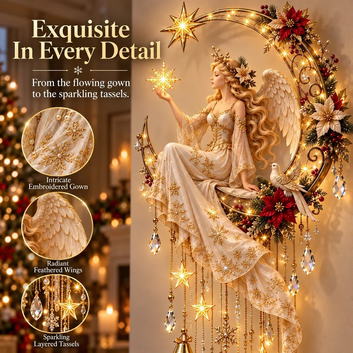 🔥Angel's Moonlit Starfall - Enlightened Christmas Angel Wall Decoration