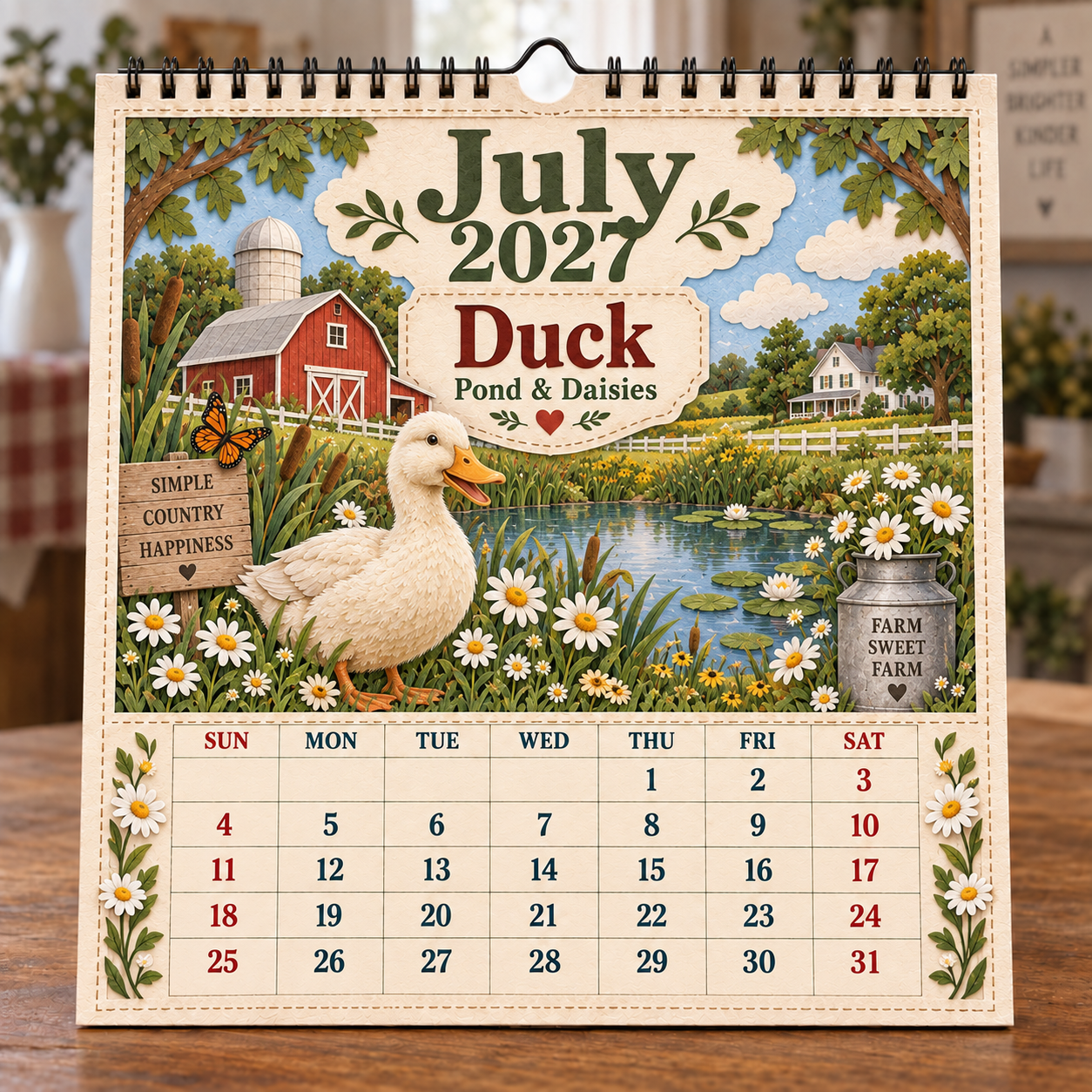 🐄 2027 Farm Animals & Country Life Wall Calendar