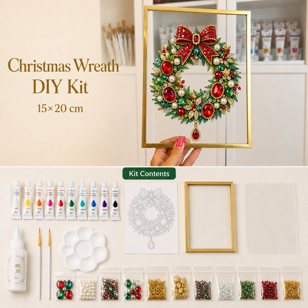 Christmas Wreath DIY Kit / 5.9 × 7.9 in
