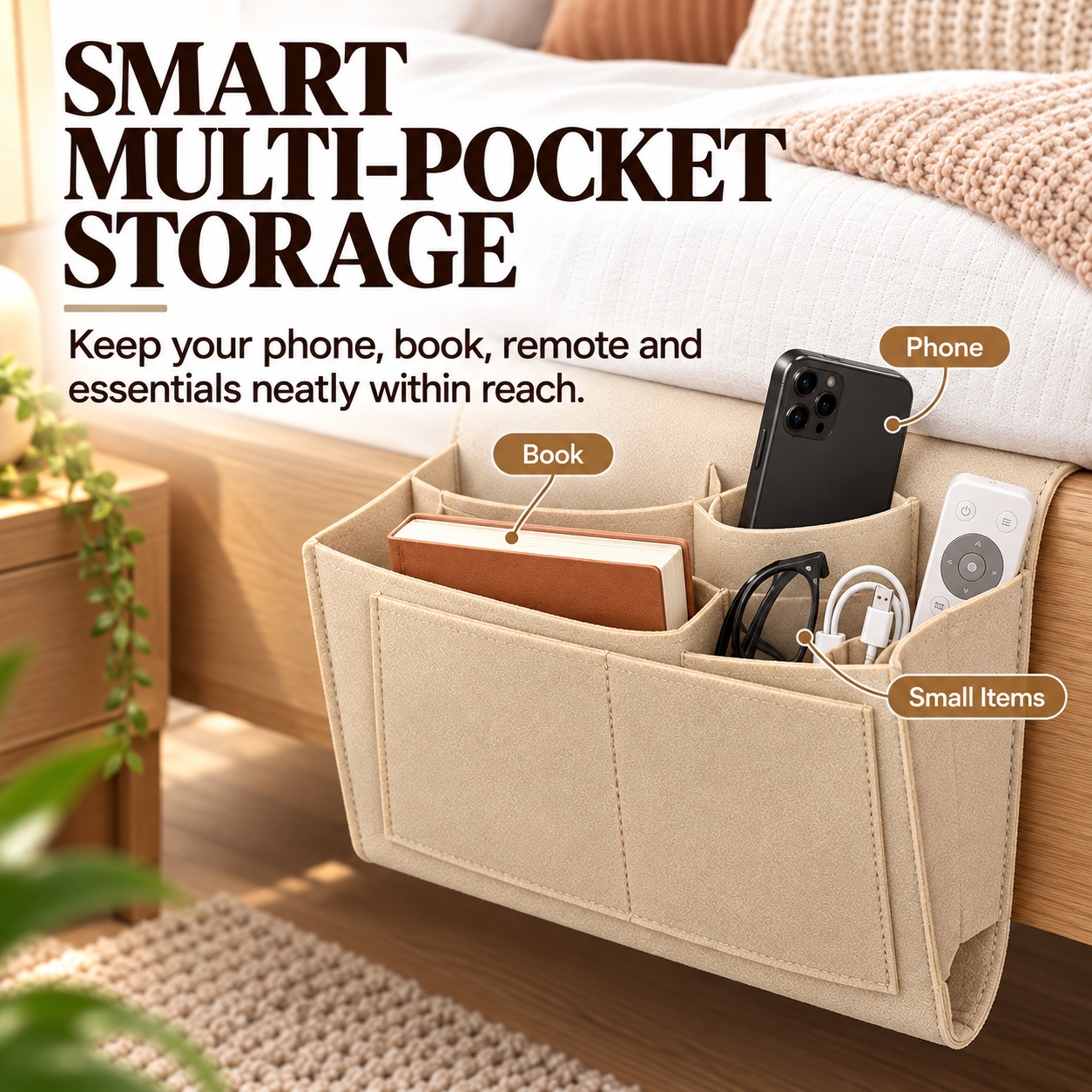 🔥 Bedside Hanging Organizer – Keep Essentials Within Reach