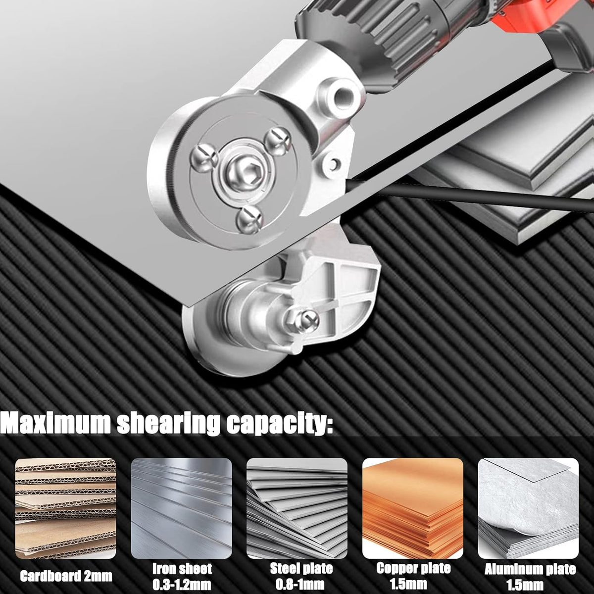 ⚙️Electric metal cutting drill bit attachment - for cutting thin iron, thin white board, thin steel plate and aluminum plate
