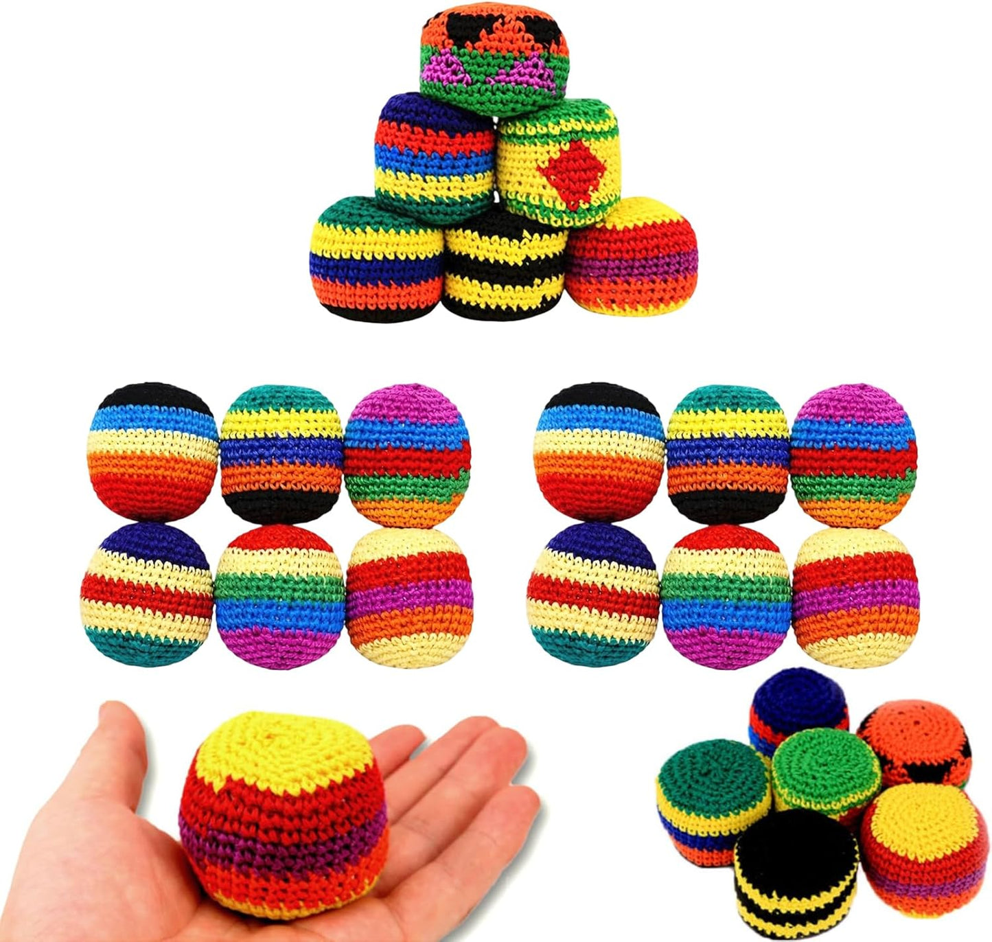 Hacky Balls, Handmade Knitted Footbag Sack 2026 Upgraded Assorted Foot Bag