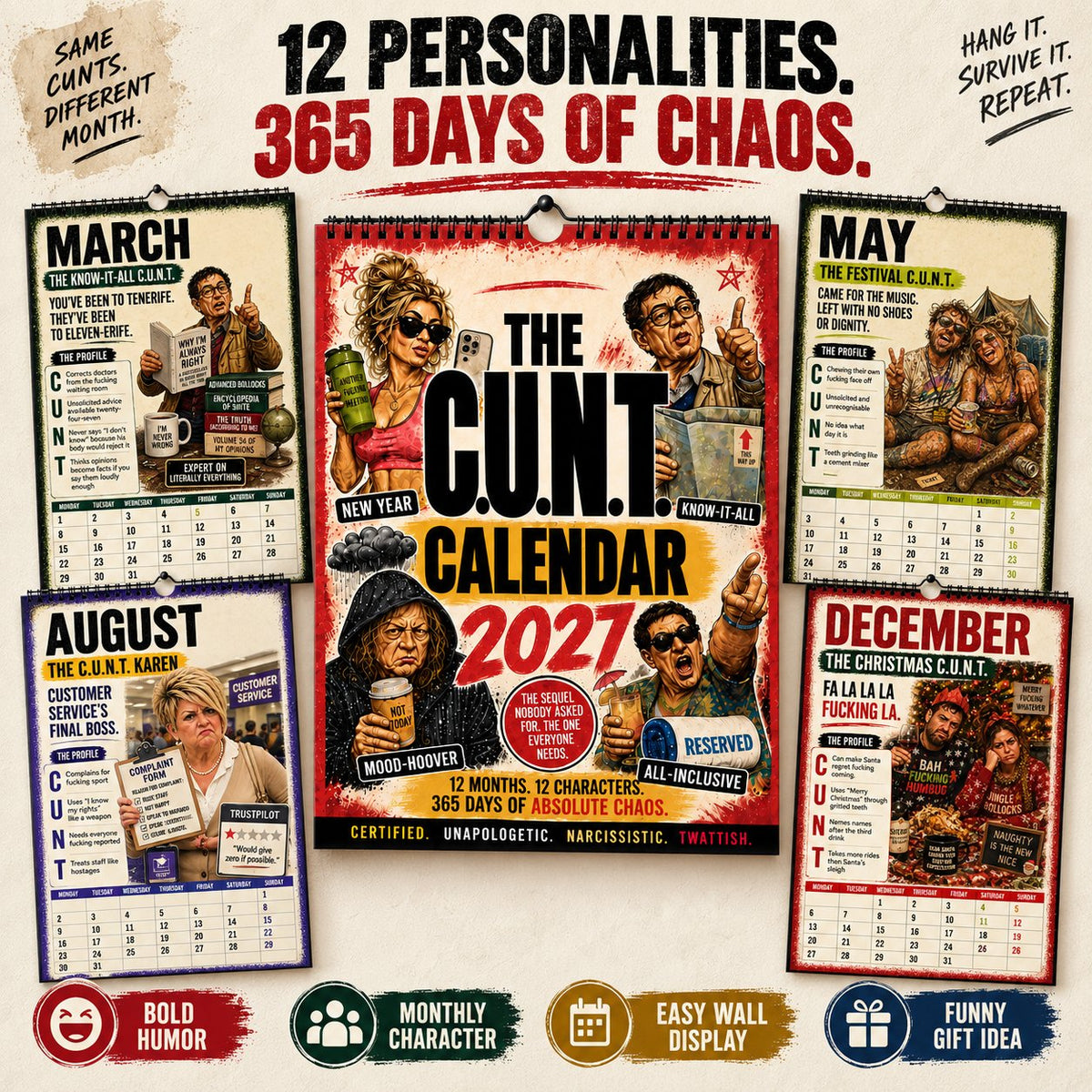 2027 C.U.N.T. Calendar 2.0 - The Calendar That Finally Has A Personality 😈