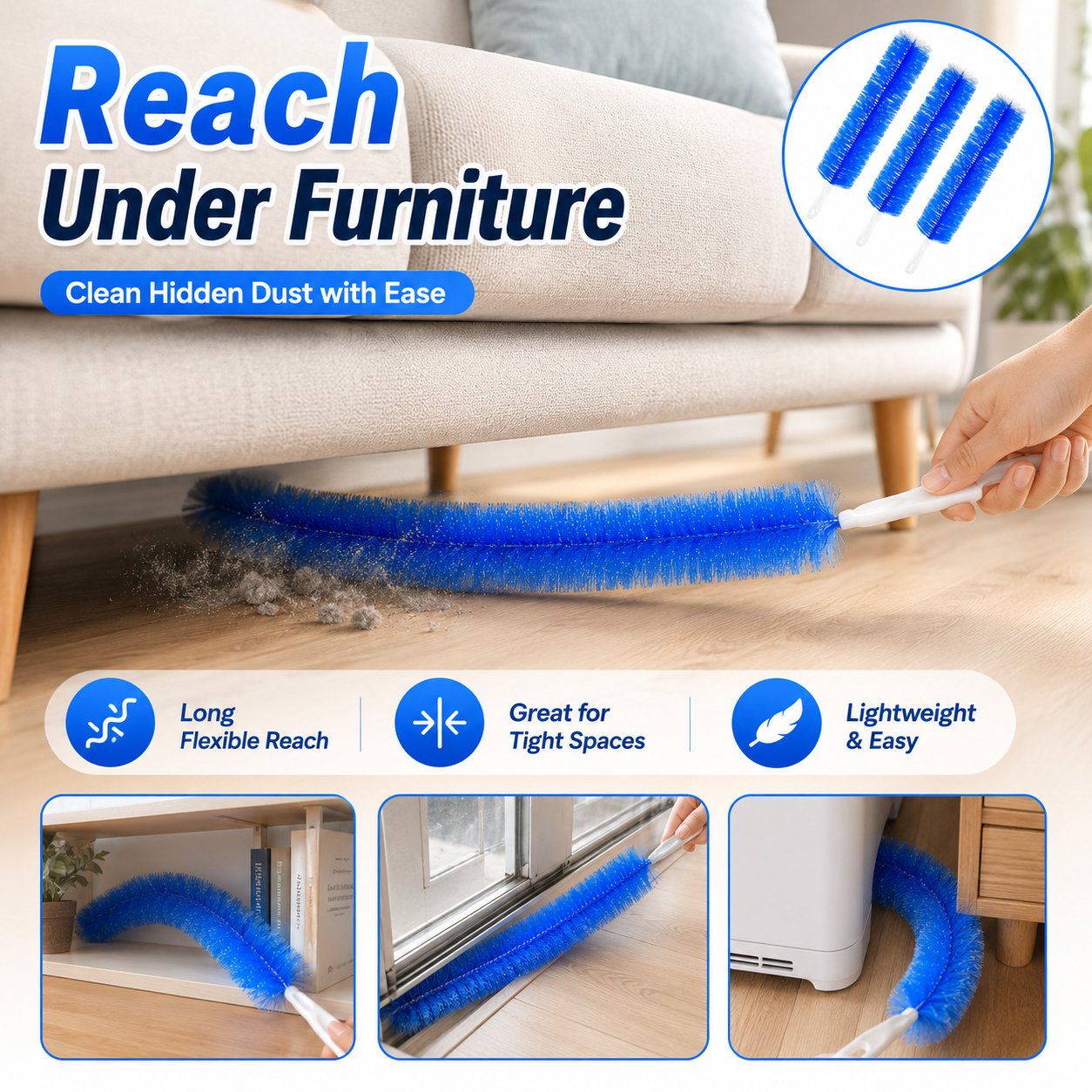 🧹Bendable Microfiber Head,Reusable Dust Remover💨