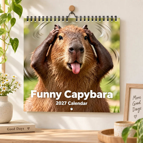 Funny Capybara 2027 Wall Calendar – 12-Month Cute & Playful Capybara Calendar, Spiral Hanging Wall Planner for Capybara Lovers & Nature Fans