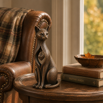 🐱Heritage Heart Sphynx Sculpture – Vintage Iron Cat Accent for Timeless Interiors