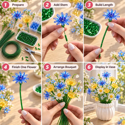 🌼✨DIY Beaded Wildflower Bouquet Kit – Handmade Crystal Flower Craft Set🌸✨