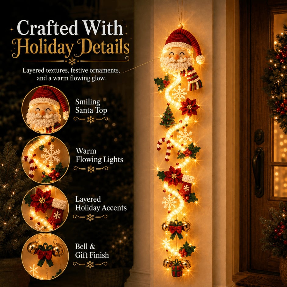 🎄Christmas Door Hanger | 6 Festive Lighted Designs with Warm Glow, Dimensional Details & Space-Saving Vertical Décor ✨