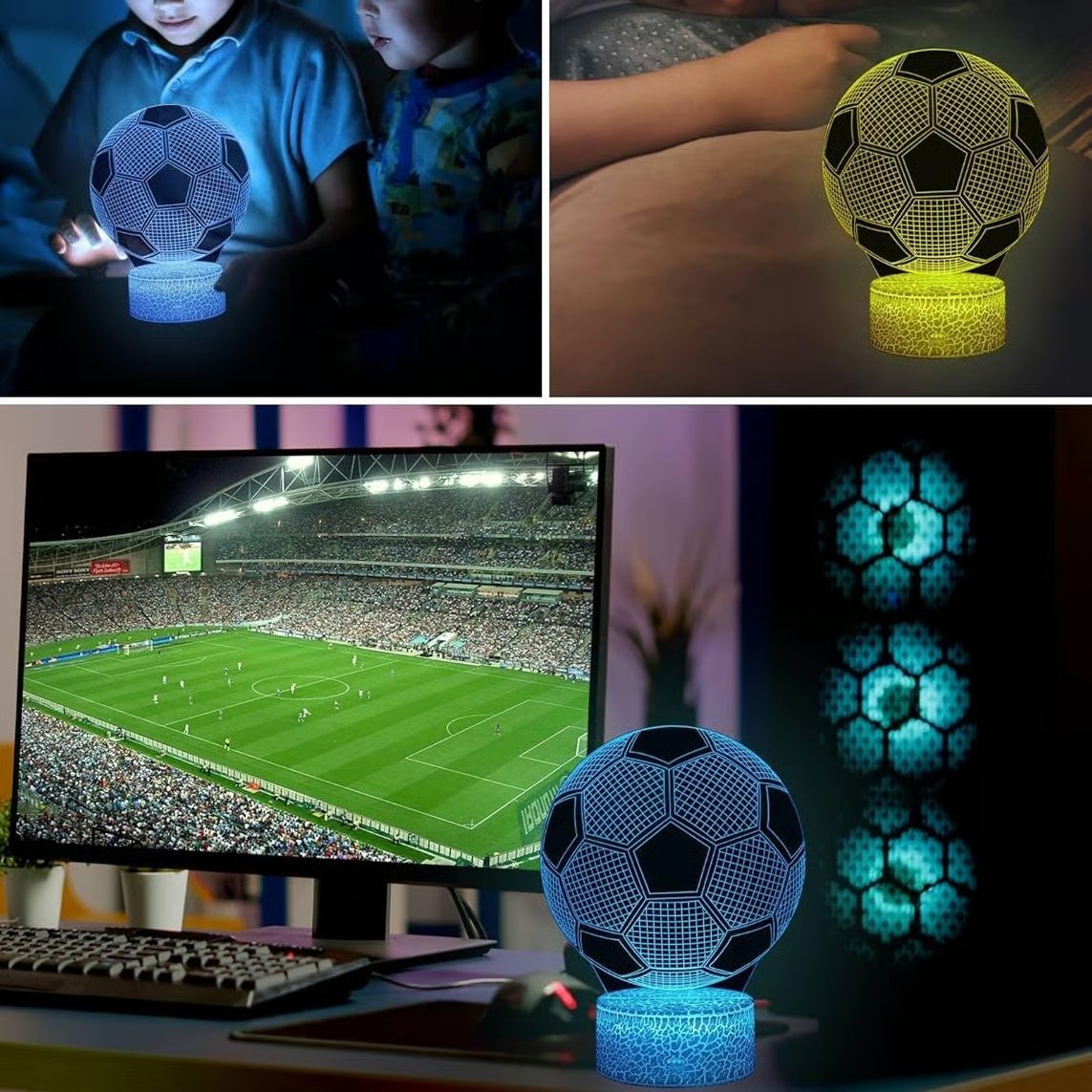Soccer 3D Optical Illusion Night Light LED Desk Lamp