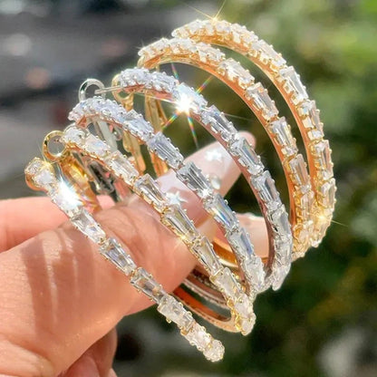 💎 BUY 1 GET 1 FREE ! ✨ Women's Sparkling CZ Hoop Earrings – Micro-Paved, Lightweight Copper & Bold Design – Elegant, Versatile & Perfect Gift 💫