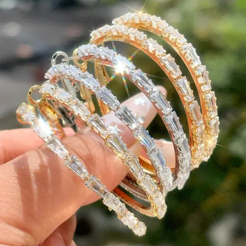 💎 BUY 1 GET 1 FREE ! ✨ Women's Sparkling CZ Hoop Earrings – Micro-Paved, Lightweight Copper & Bold Design – Elegant, Versatile & Perfect Gift 💫