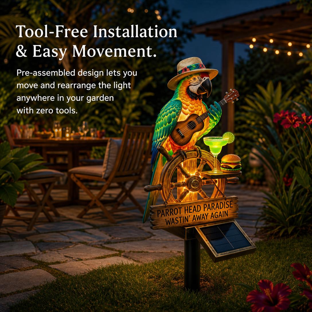 🦜 Solar-Powered Parrot Garden Light – “Wastin' Away Again”