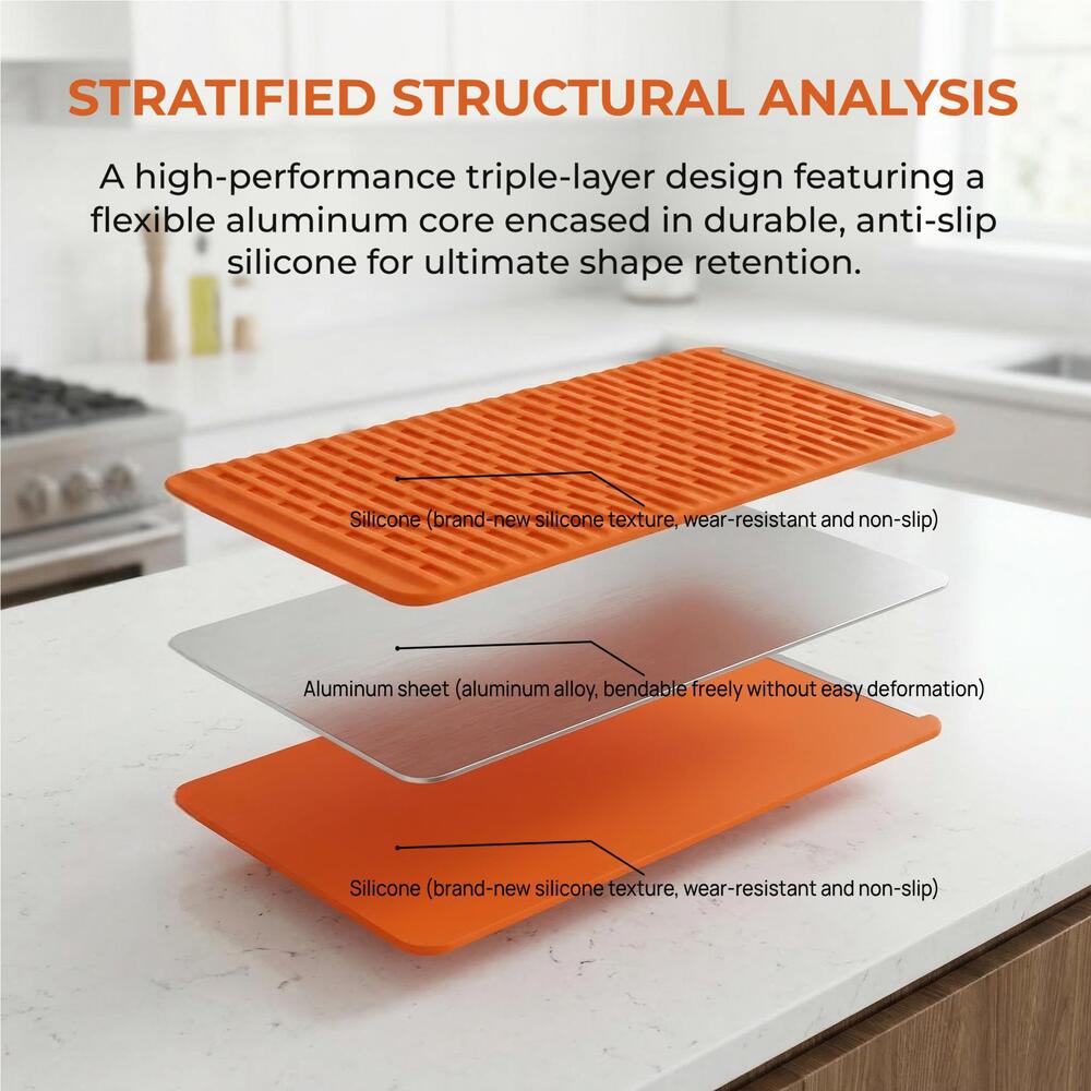 Textured silicone surface and flexible aluminum core detail