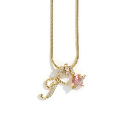 Elegant Initial Heart Charm Necklace