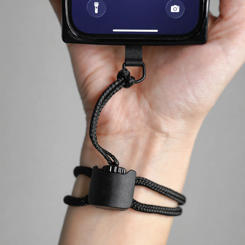 Close up of lightweight anti theft phone wrist strap