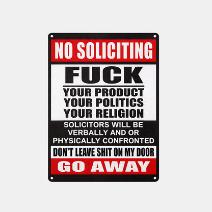 Zero-Tolerance "No Soliciting" Sign 🛑 — Make Your Boundaries Crystal Clear,8×12 in