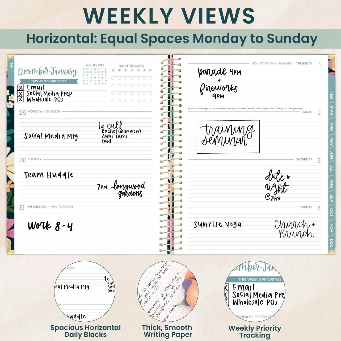 2026 Hard Cover Planner, 8.5" x 11", Blooming Wildly