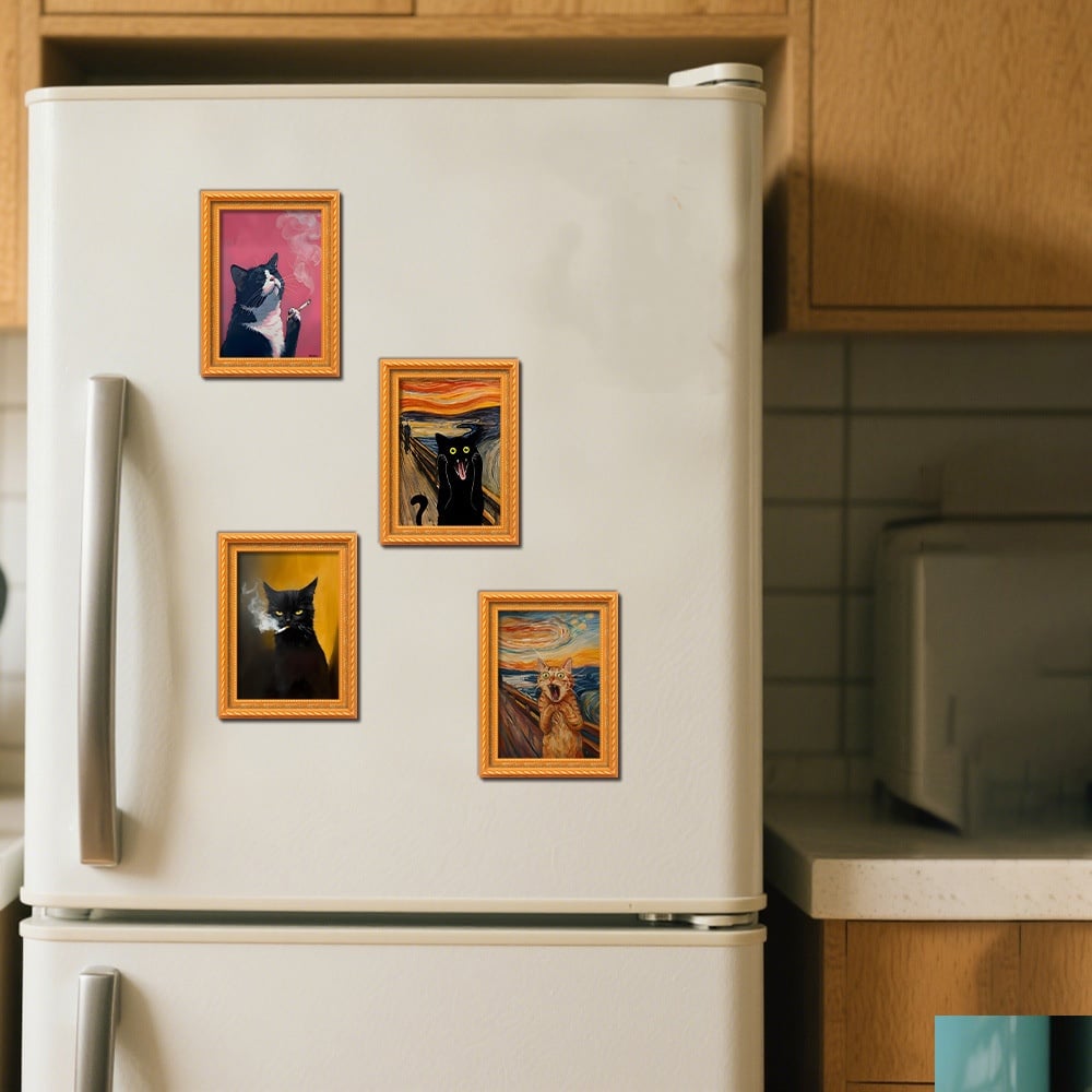 🔥Funny Cat Fridge Magnet - Vintage Art Frame🌳Buy1 Get 1 Free(2 pcs)