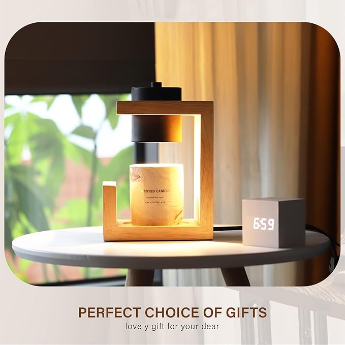 🕯️Wooden Candle Warmer Lamp – Timer & Dimmer Melting Lamp for Home Decor