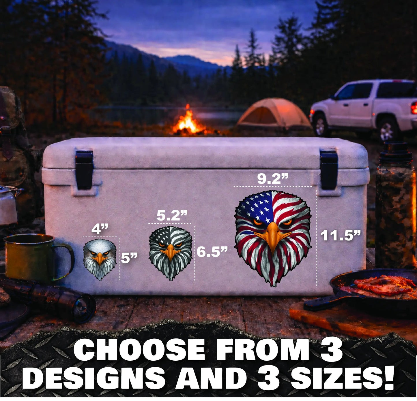 🔥Buy 1 Get 1 Free (2 pcs)🦅Reflective Eagle Eyes USA Flag Decal – Waterproof Patriotic Vinyl Sticker for Trucks, Cars & Gear