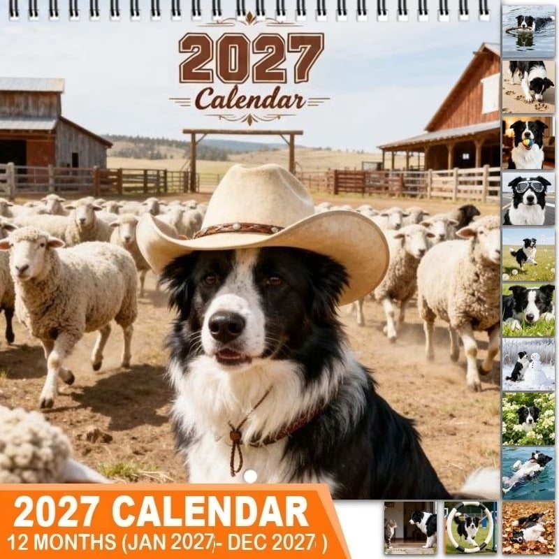 🐶 Cowboy Border Collie 2027 Calendar