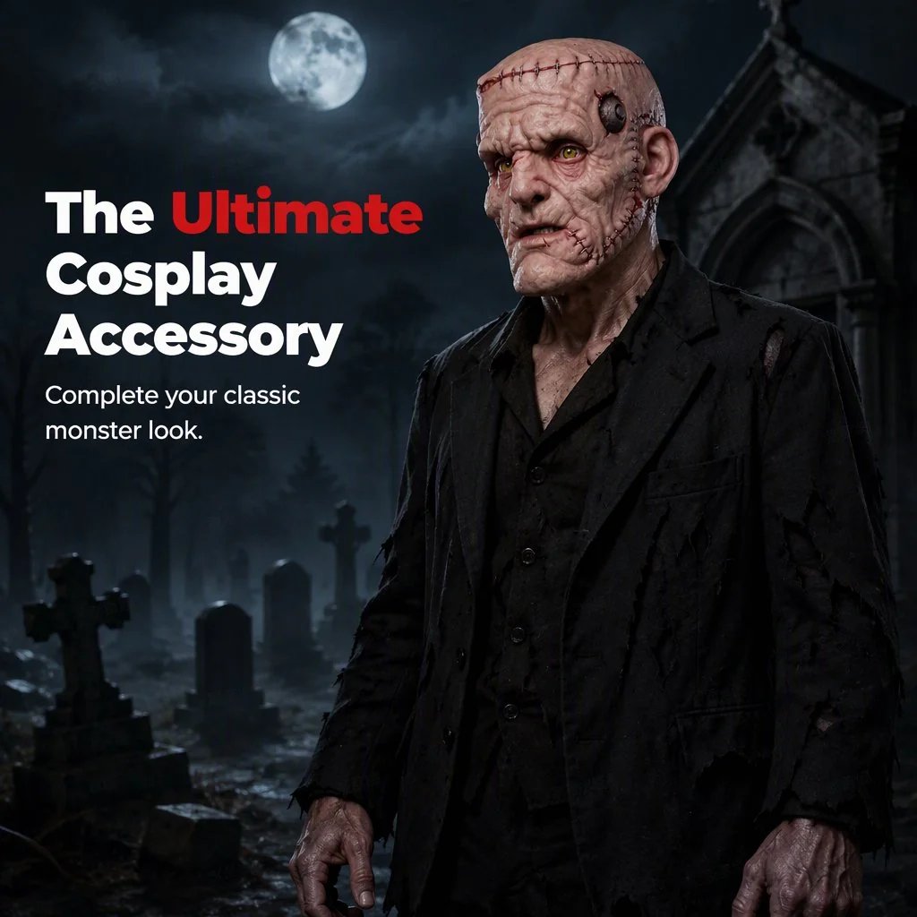 👹 Stitched Monster Full-Head Silicone Horror Mask | Costume Piece