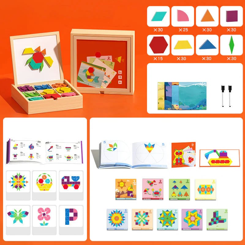 🎁Early Christmas Sale 🔥Wooden Magnetic Pattern Block Puzzle Set🧩