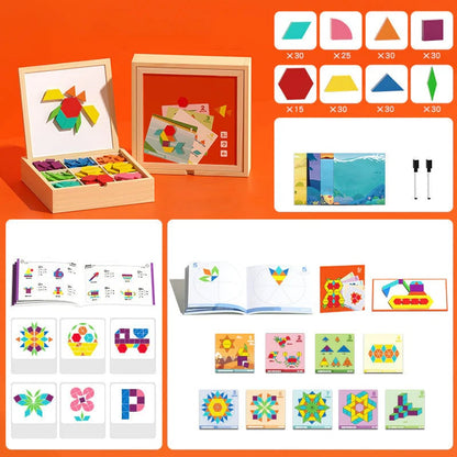 🎁Early Christmas Sale 🔥Wooden Magnetic Pattern Block Puzzle Set🧩