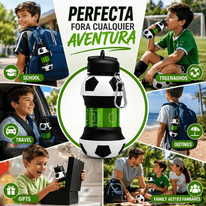 Football Water Bottle 2-in-1 Foldable – Soccer Ball Design for Kids