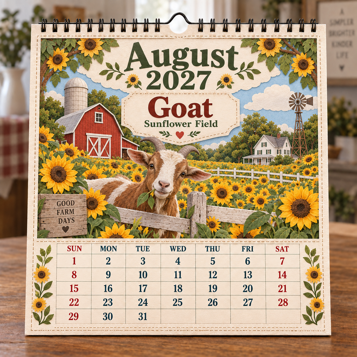 🐄 2027 Farm Animals & Country Life Wall Calendar